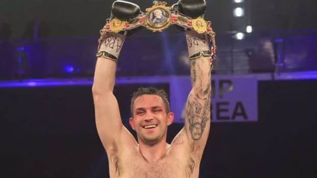 Paul Smith celebrates winning the British super-middleweight belt. Paul Smith and his brother Stephen Smith, who are former elite winners are  supporting the Global Fighters Union. LAWRENCE LUSTIG.